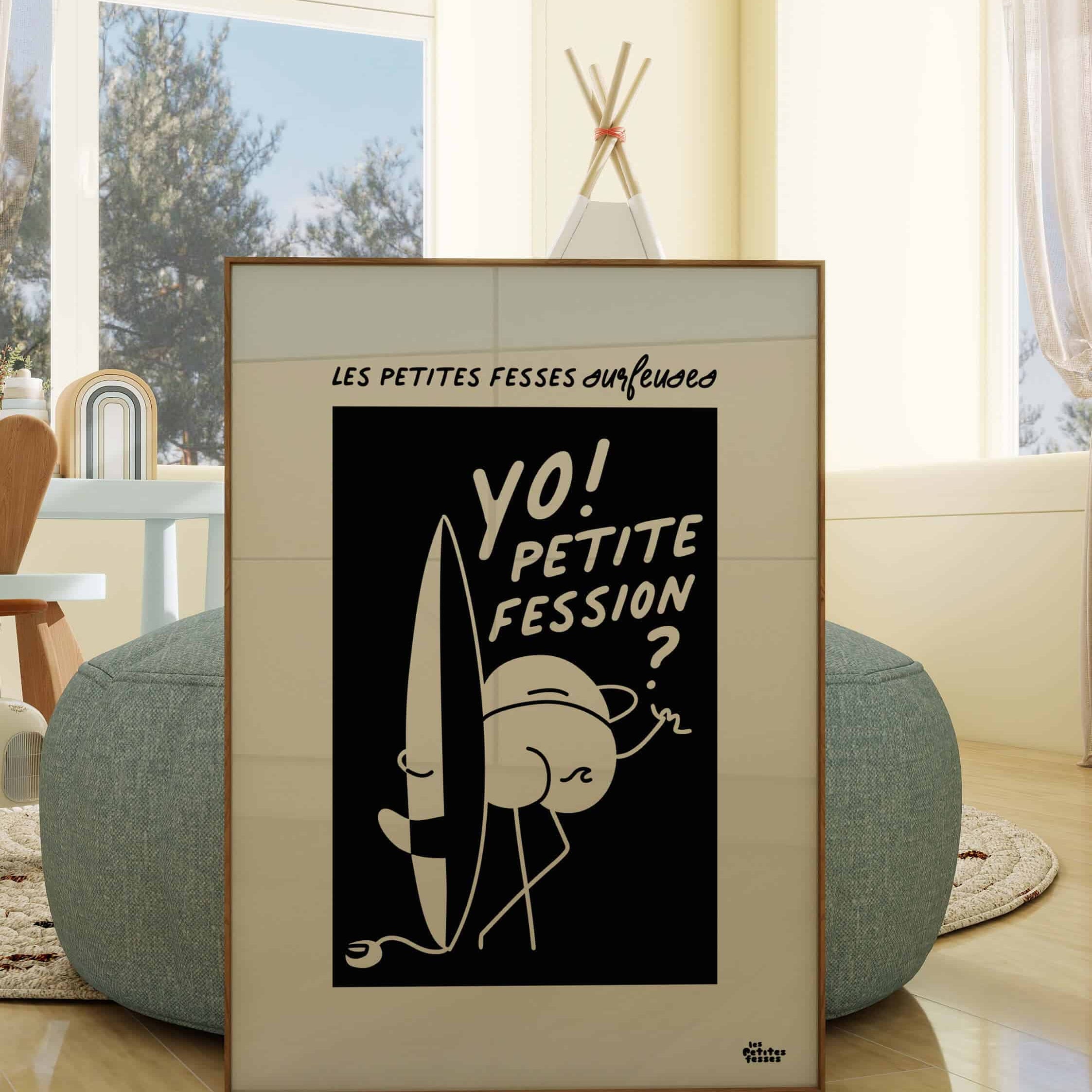 affiche-humoristique-noir-et-blanc-planche-de-surf-en-situation