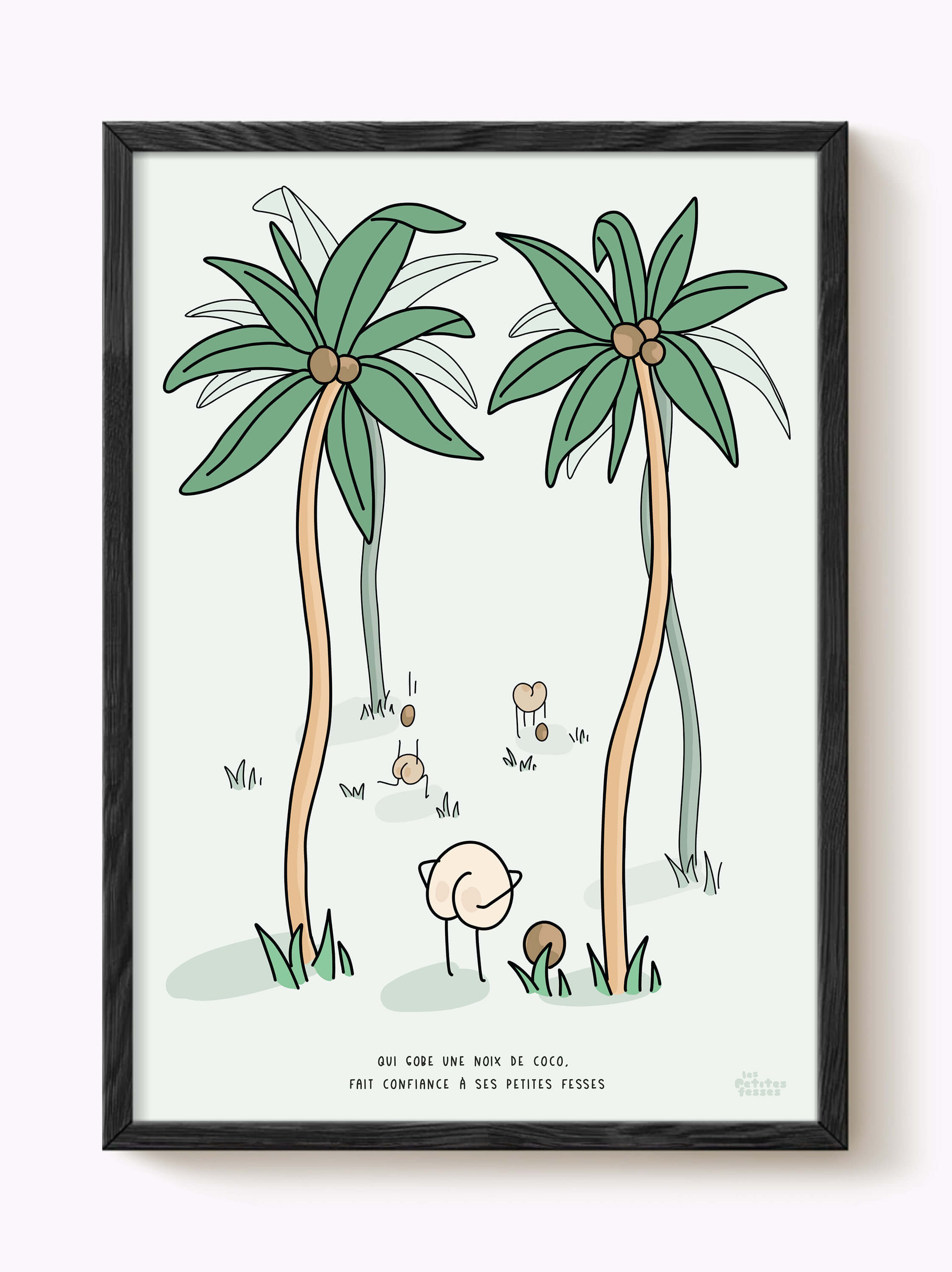Affiche Qui mange une noix de coco • Proverbe africain illustré