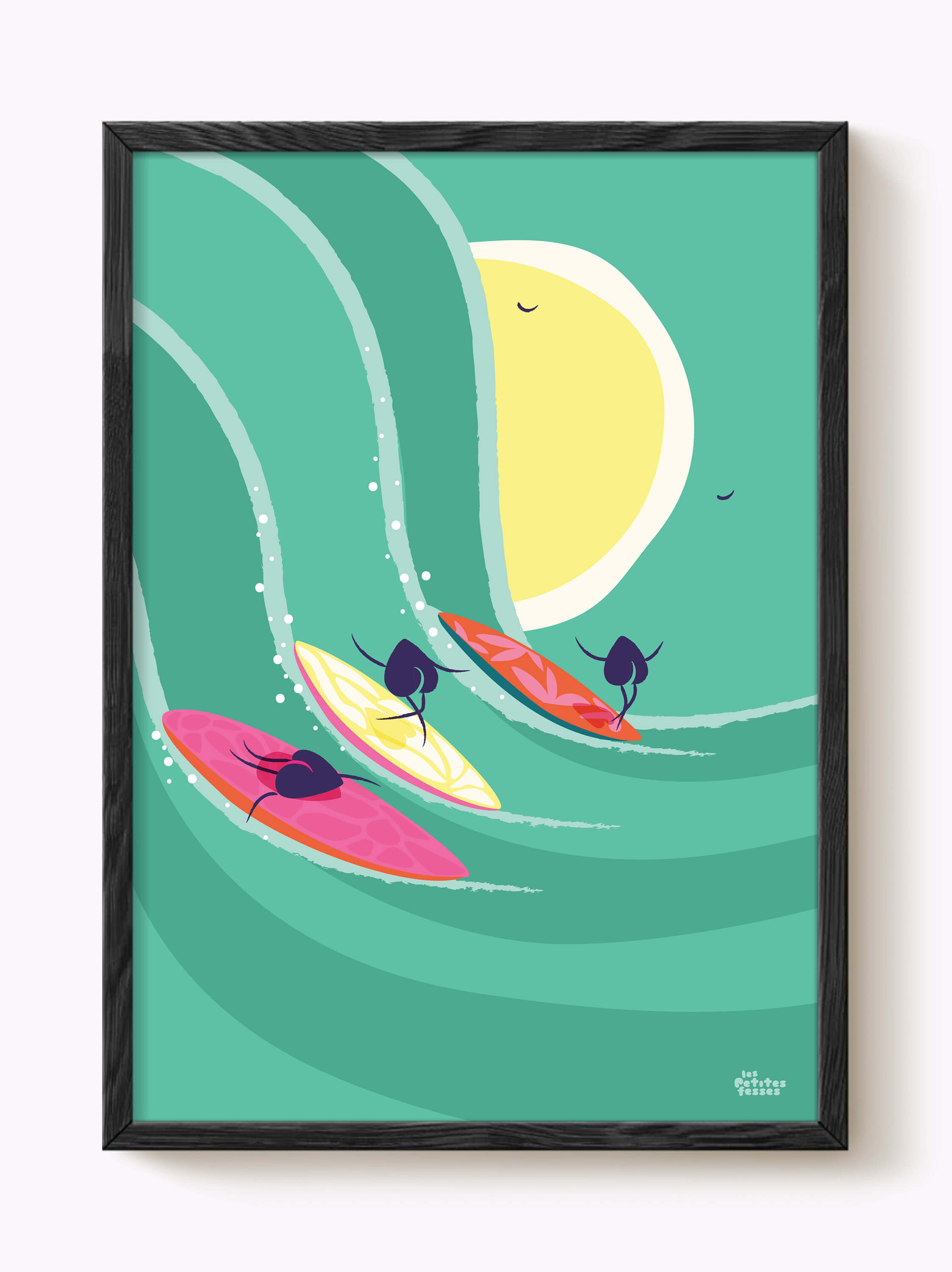 Affiche surf colorée • Trio Surfer (illustration originale)