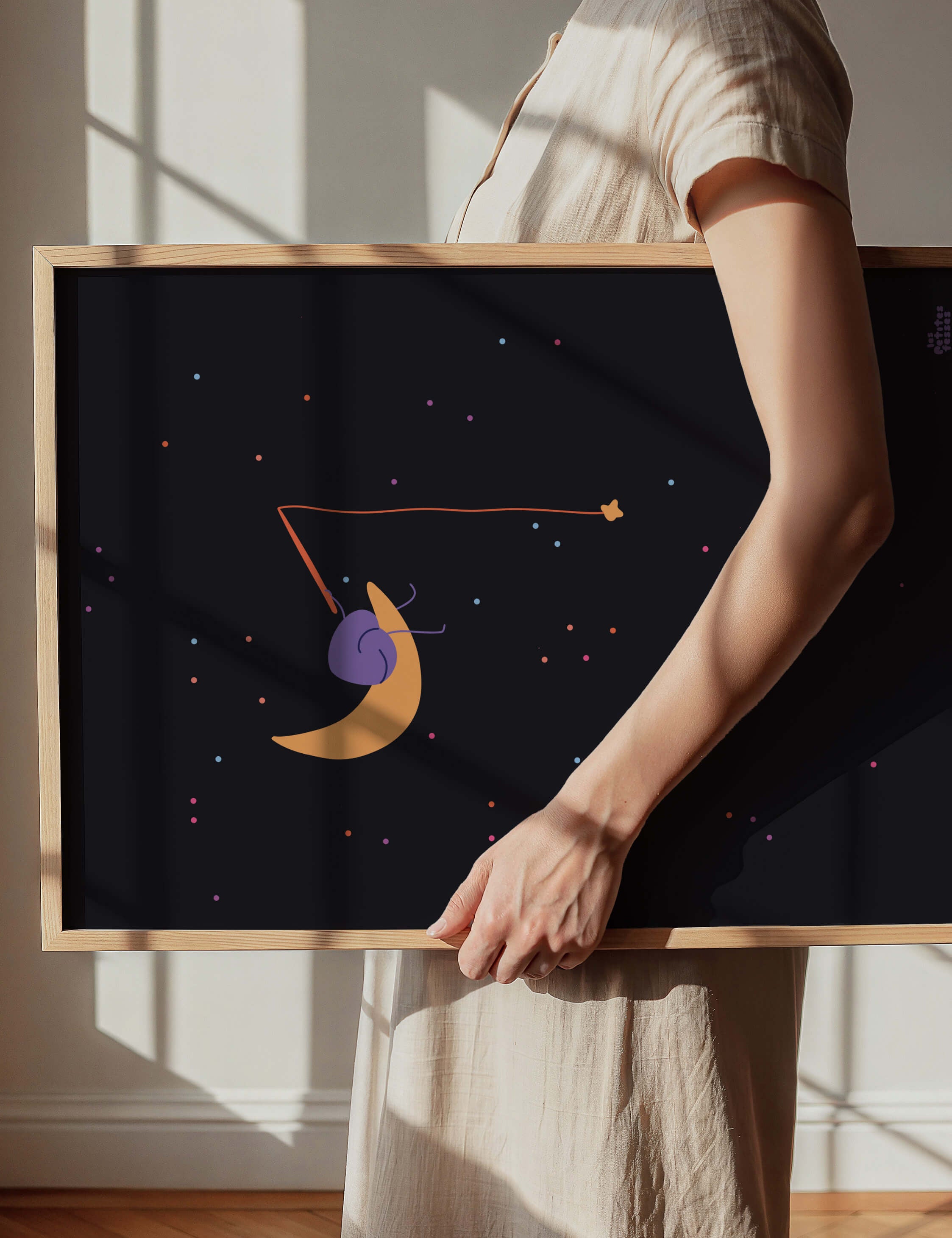 affiche-Lune-pêcheur-sur-la-lune-dans-les-étoiles-