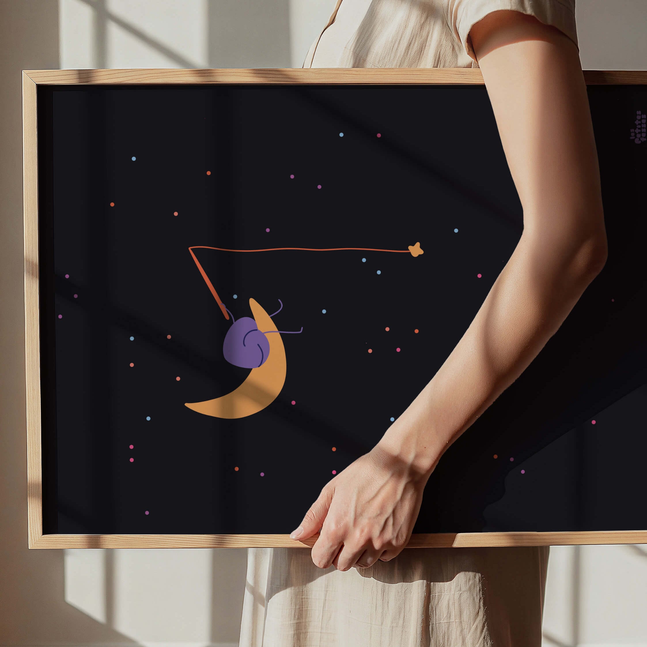 affiche-Lune-pêcheur-sur-la-lune-dans-les-étoiles-