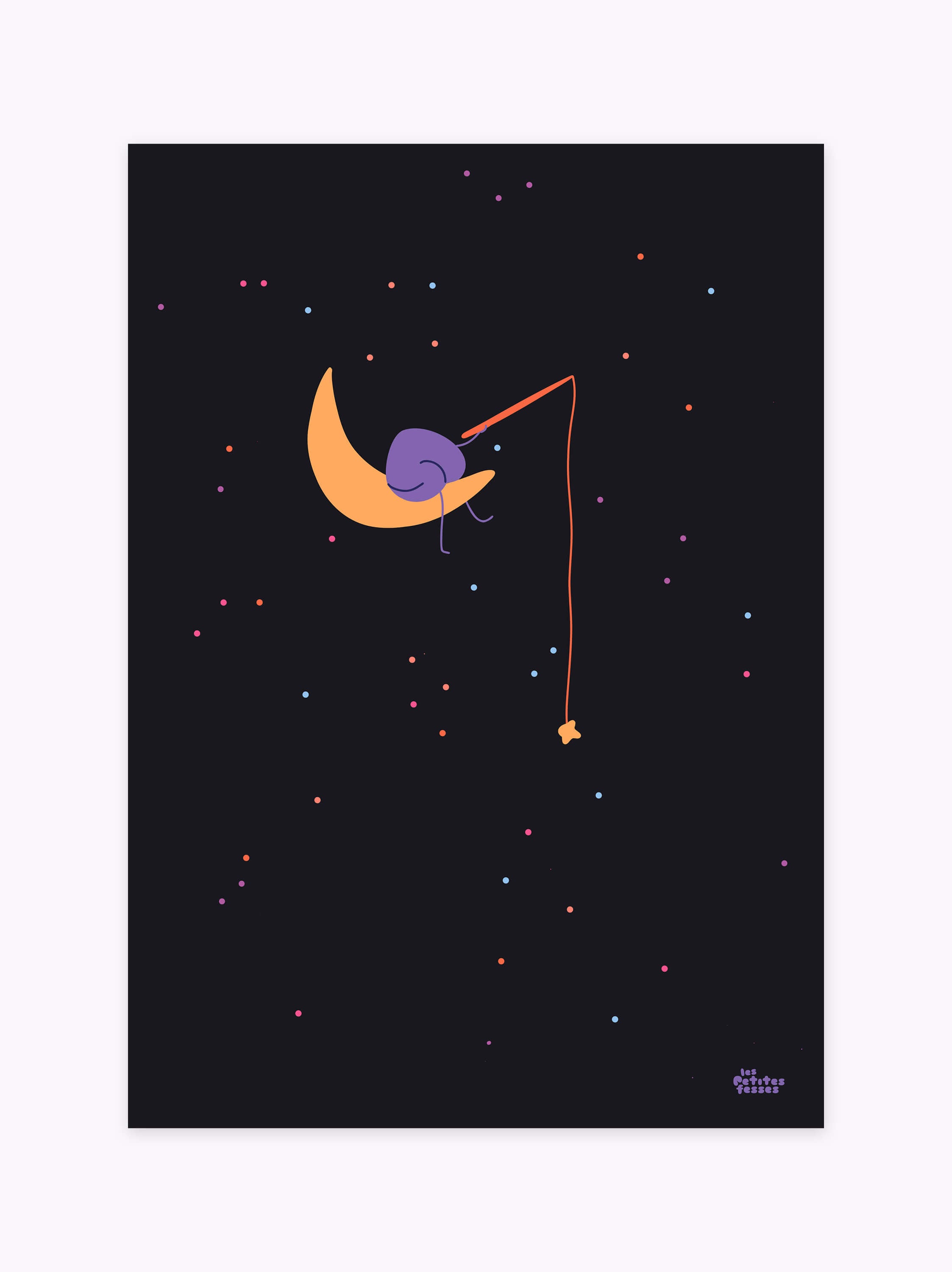 affiche-Lune-pêcheur-sur-la-lune-dans-les-étoiles-