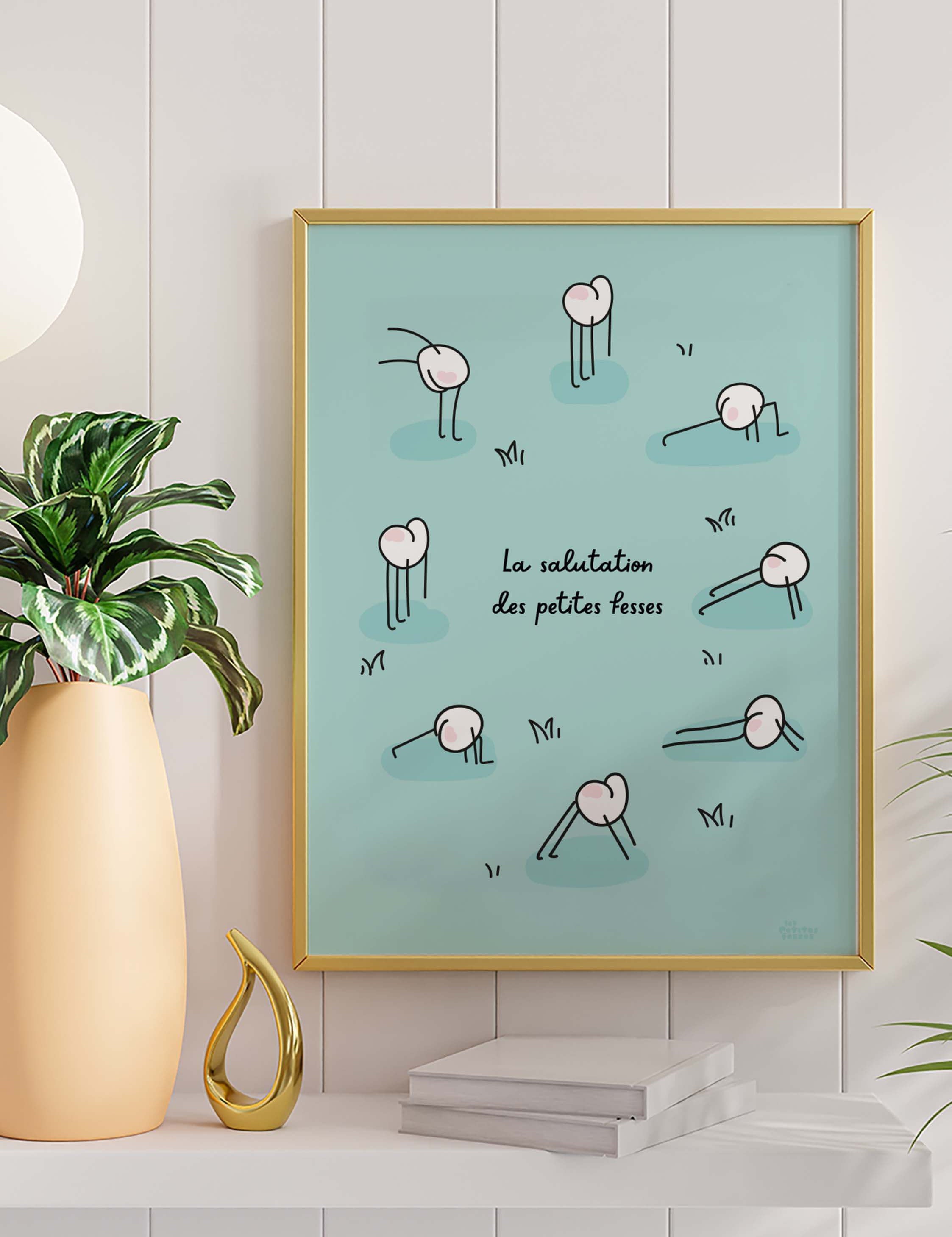 affiche-humour-posture-de-yoga-bleue