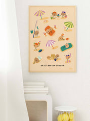 affiche-personnages-sur-la-plage-sur-le-sable-avec-parasol