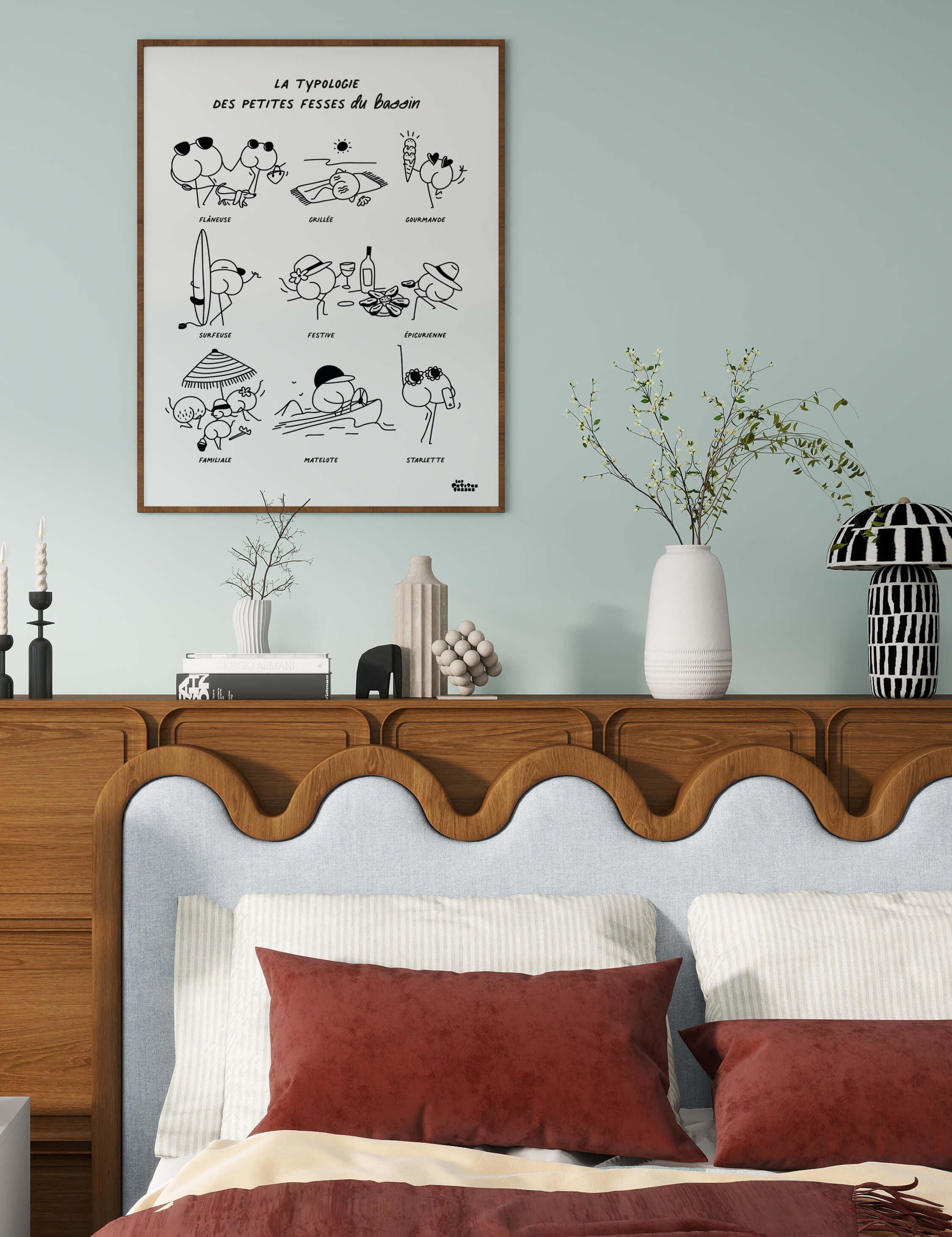 affiche-typologie-du-bassin-Arcachon-noir-et-blanc-plage-vin-huitre-soleil