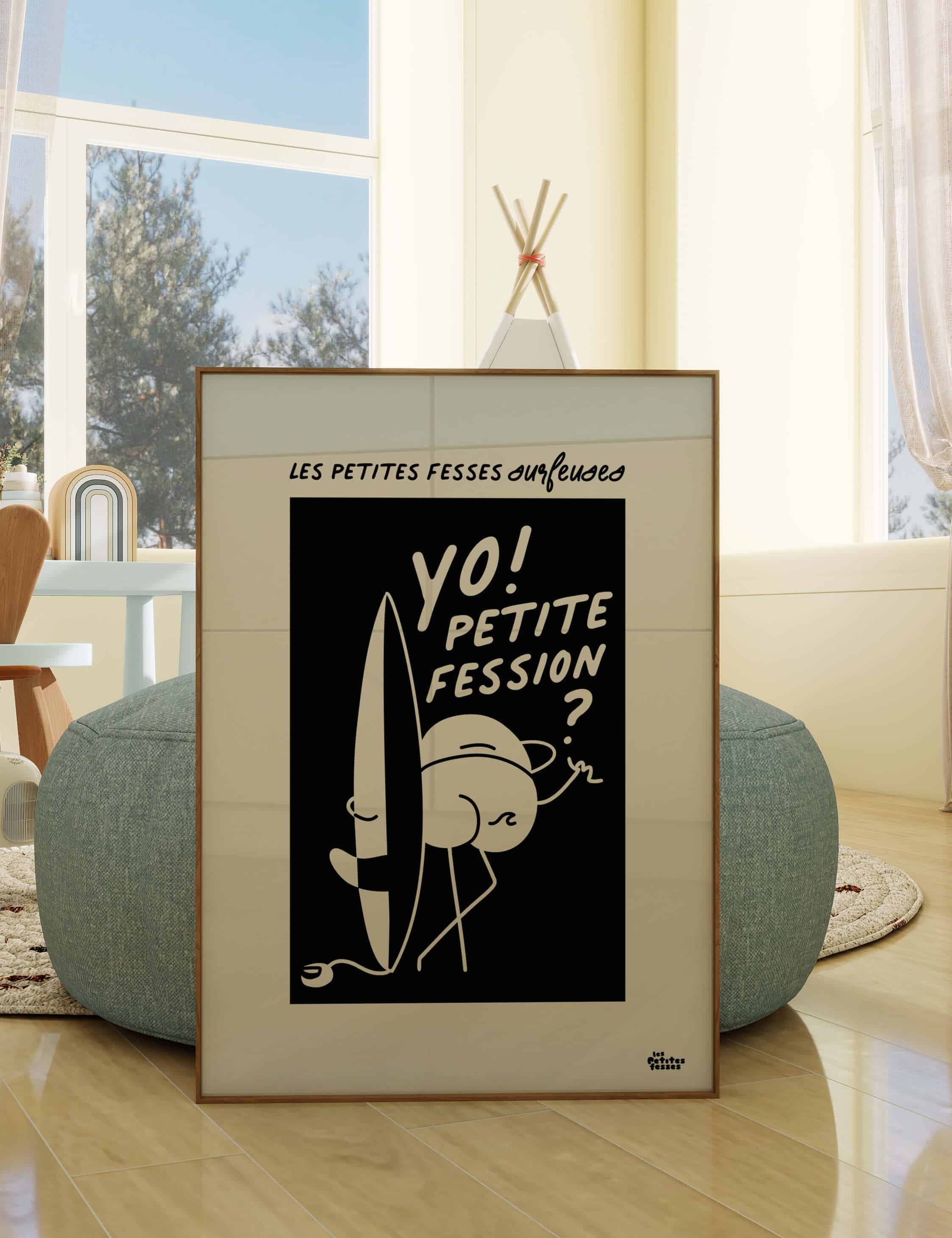 affiche-humoristique-noir-et-blanc-planche-de-surf-en-situation