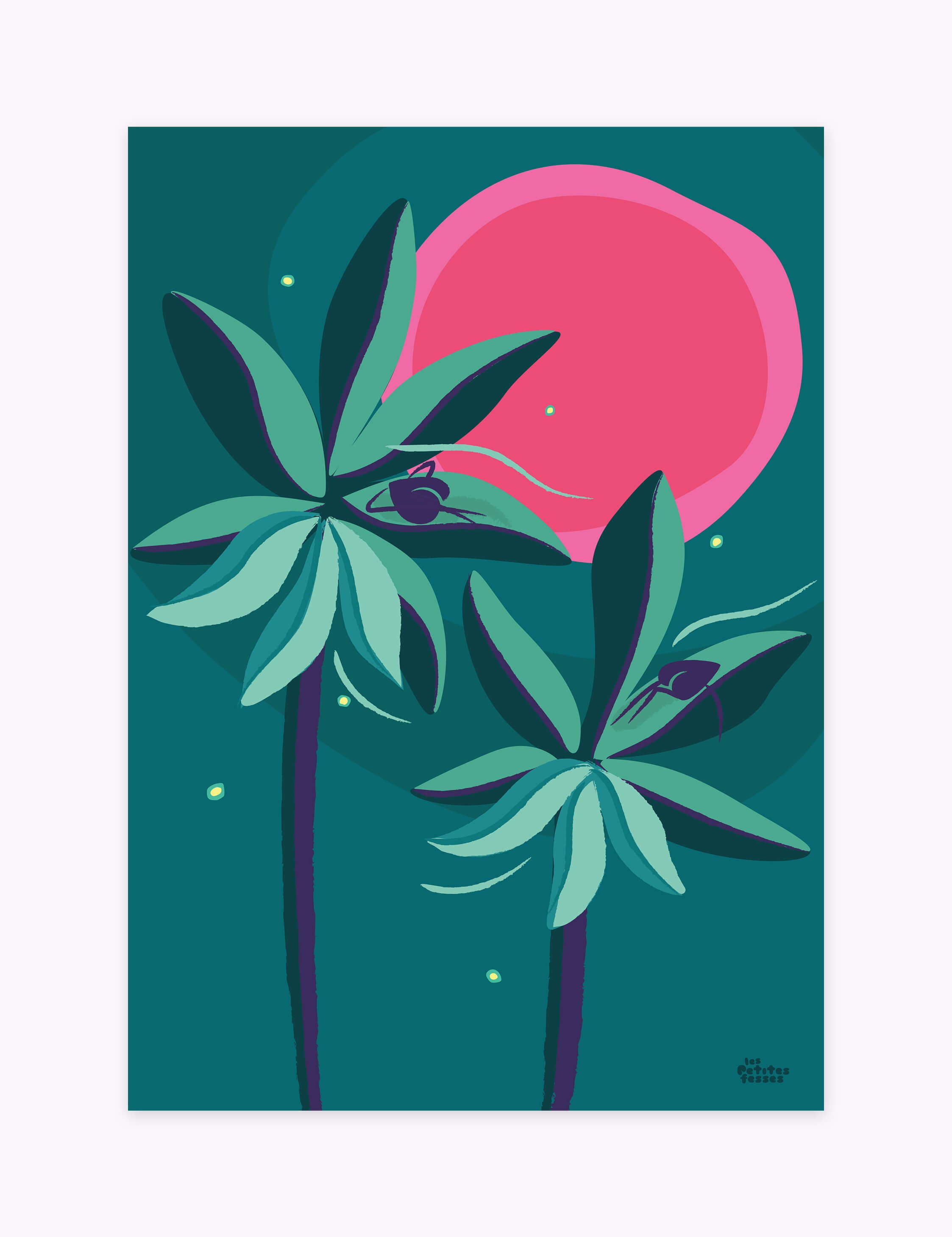 affiche-colorée-tropicale-palmiers